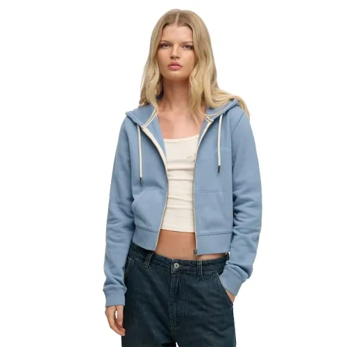 슈퍼드라이 에센셜 로고 Cropped 풀지퍼 스웨터 142784770