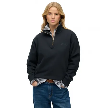 슈퍼드라이 에센셜 Logo 엠브로이더드 하프 지퍼 스웨터 142784773