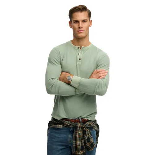 슈퍼드라이 Lite Textured Grandad 긴팔 티셔츠 142784927