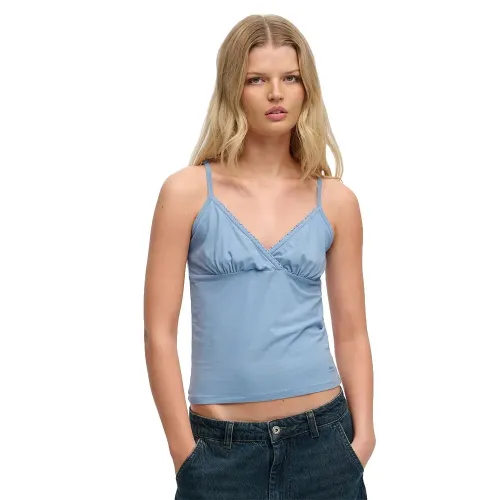 슈퍼드라이 Athletic 에센셜 Lace Trim 나시 티셔츠 142797590