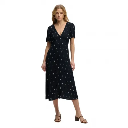 슈퍼드라이 Print Button Tea 반팔 미디 원피스 142797805