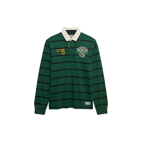 슈퍼드라이 Double Emblem Stripe Rugby 긴 소매 폴로 142824824