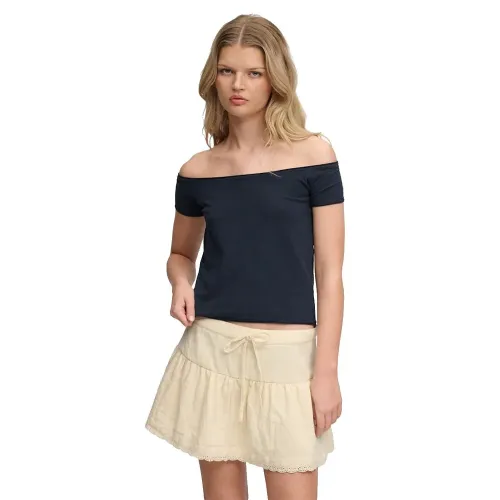 슈퍼드라이 Bardot Off 숄더 반팔 셔츠 143062968