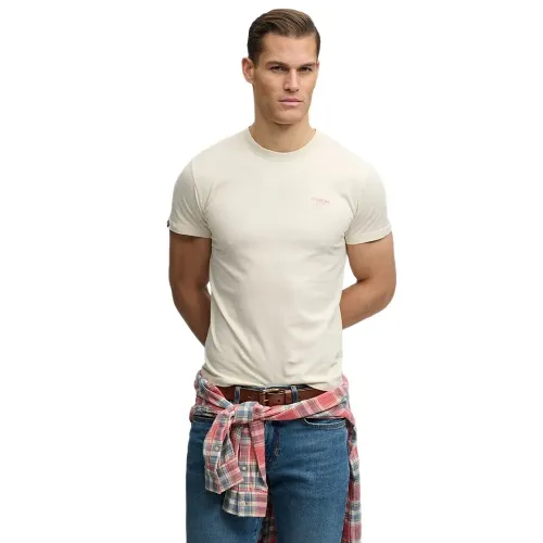 슈퍼드라이 에센셜 Stacked 로고 엠브로이더드 반팔 티셔츠 143063009