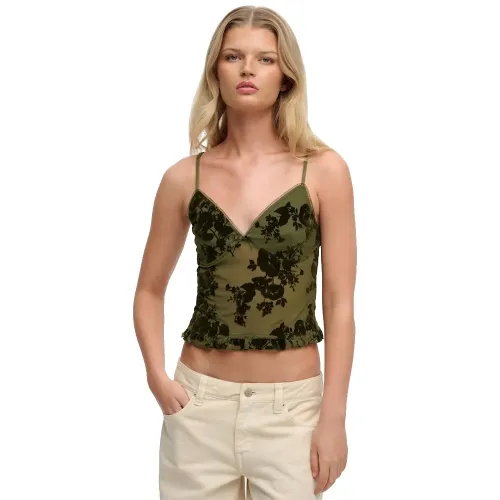 슈퍼드라이 Flocked 메쉬 Cami 나시 상의 143063012