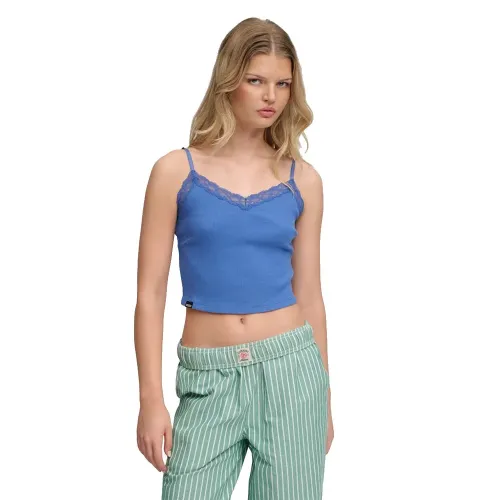 슈퍼드라이 에센셜 Lace Trim Crop Cami 나시 상의 143124449