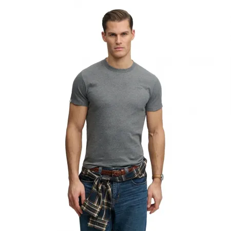 슈퍼드라이 에센셜 Stacked 로고 엠브로이더드 반팔 티셔츠 143124461