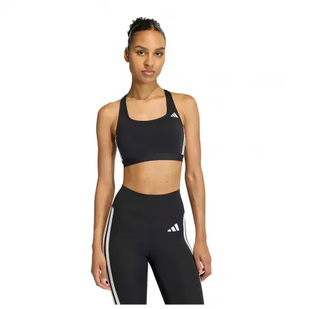 아디다스 Optime Essentials Workout 3 Stripes 미디엄 임팩트 스포츠 브라 2142696236