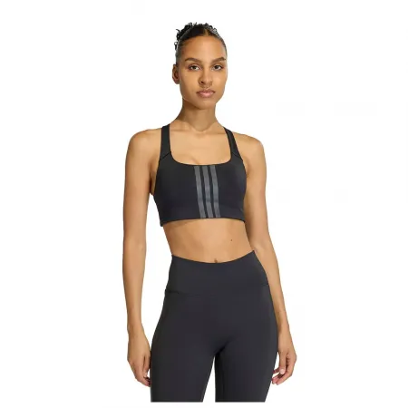 아디다스 Optime Workout 3 Stripes 미디엄 임팩트 스포츠 브라 2142696428