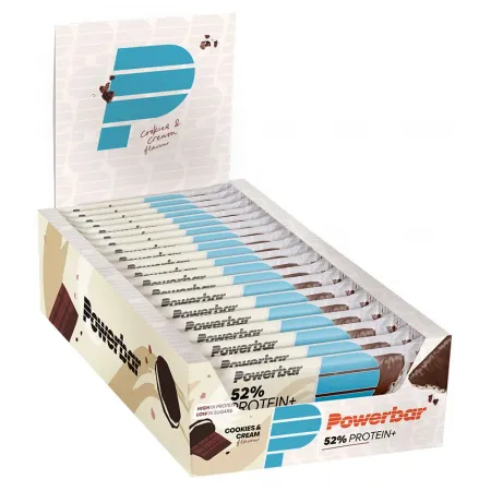 파워바 Plus 52% 단백질 바 상자 쿠키앤크림 50g 20 단위 3136165416