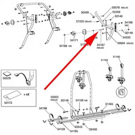툴레 스크류 M8x90 mm 34167 예비 부품 3136934477