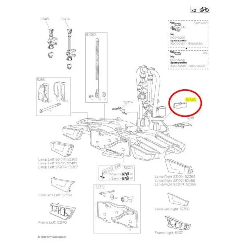 툴레 케이블 Socket Holder 52363 EasyFold 예비 부품 3136934615