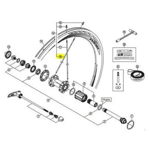 시마노 9000/RS81 C50 뒤쪽 왼쪽 스포크 3137551987