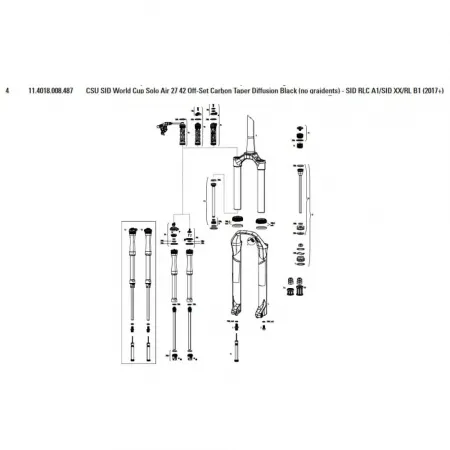 락샥 SID World Cup/RLC/XX/RL 27in 42 Offset Solo Air Carbon Taper 크라운/스티어러/업튜브 어셈블리 포크 3137782419