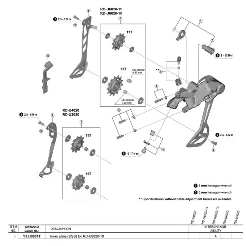 시마노 Cues RD-U6020-10 내부 케이지 플레이트 3142675252