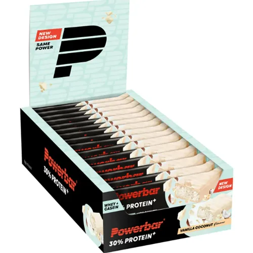 파워바 플러스 30% 단백질 바 상자 바닐라&코코넛 55g 15 단위 358778