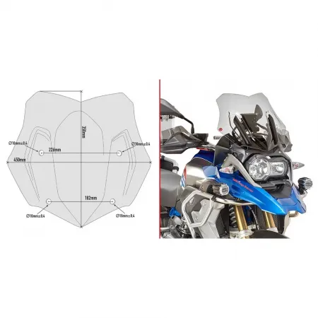 기비 D5124B Low&Sports BMW R 1200/1250 GS 어드벤처&R 1200/1250 GS 앞유리 4138008220