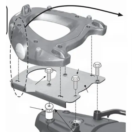 기비 Monokey BMW F 650/700/800 GS&F 800 GS 어드벤처 탑 케이스 후면 피팅 4138044306