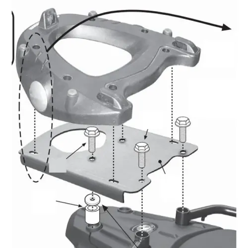 기비 Monokey BMW F 650/700/800 GS&F 800 GS 어드벤처 탑 케이스 후면 피팅 4138044306