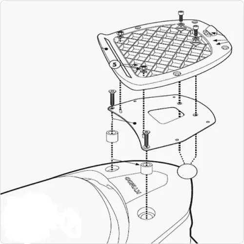 기비 Monolock 킴코 Downtown 125i/200i/300i 탑 케이스 후면 피팅 4138106734