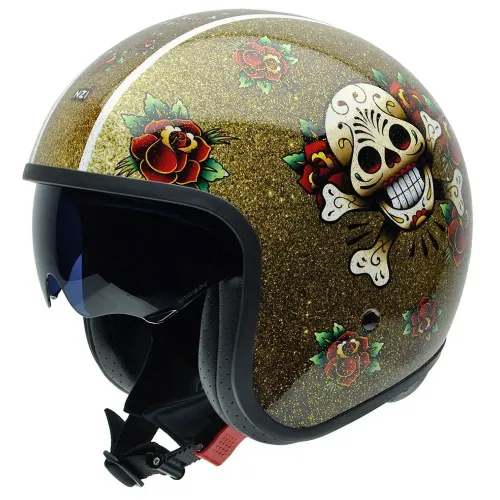 NZI Rolling 4 Sun Skull N Roses 오픈 페이스 헬멧 4139684538