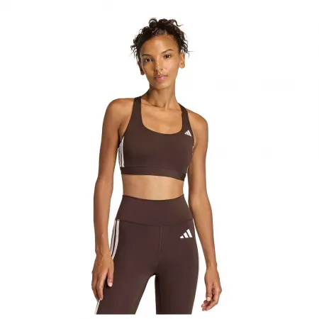 아디다스 Optime Essentials Workout 3 Stripes 미디엄 임팩트 스포츠 브라 6142696249