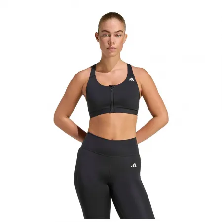 아디다스 Optime Essentials Workout Zip Front 미디엄 임팩트 스포츠 브라 6142696306