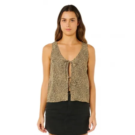 립컬 Animal Instincts Tie Front 슬리브리스 블라우스 9142815199